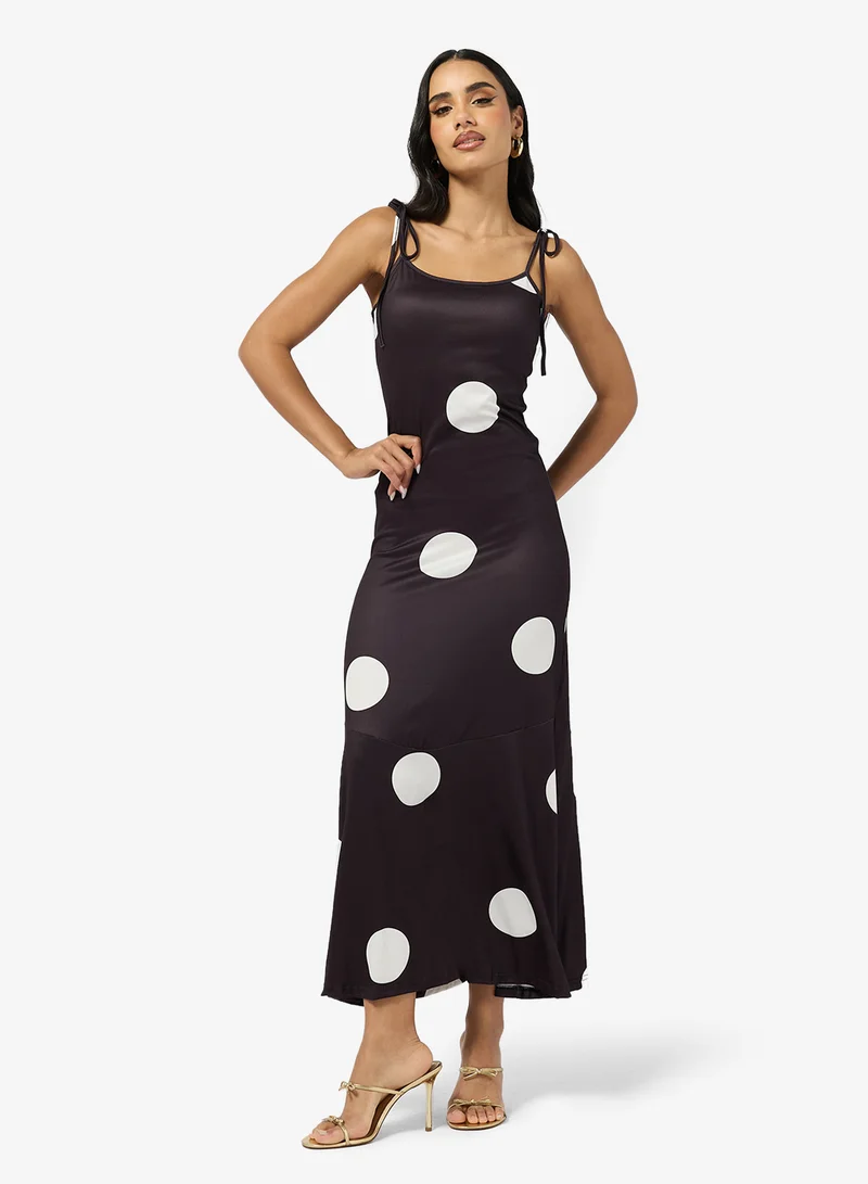 جينجر فستان   بنقاط بولكا وحمالات